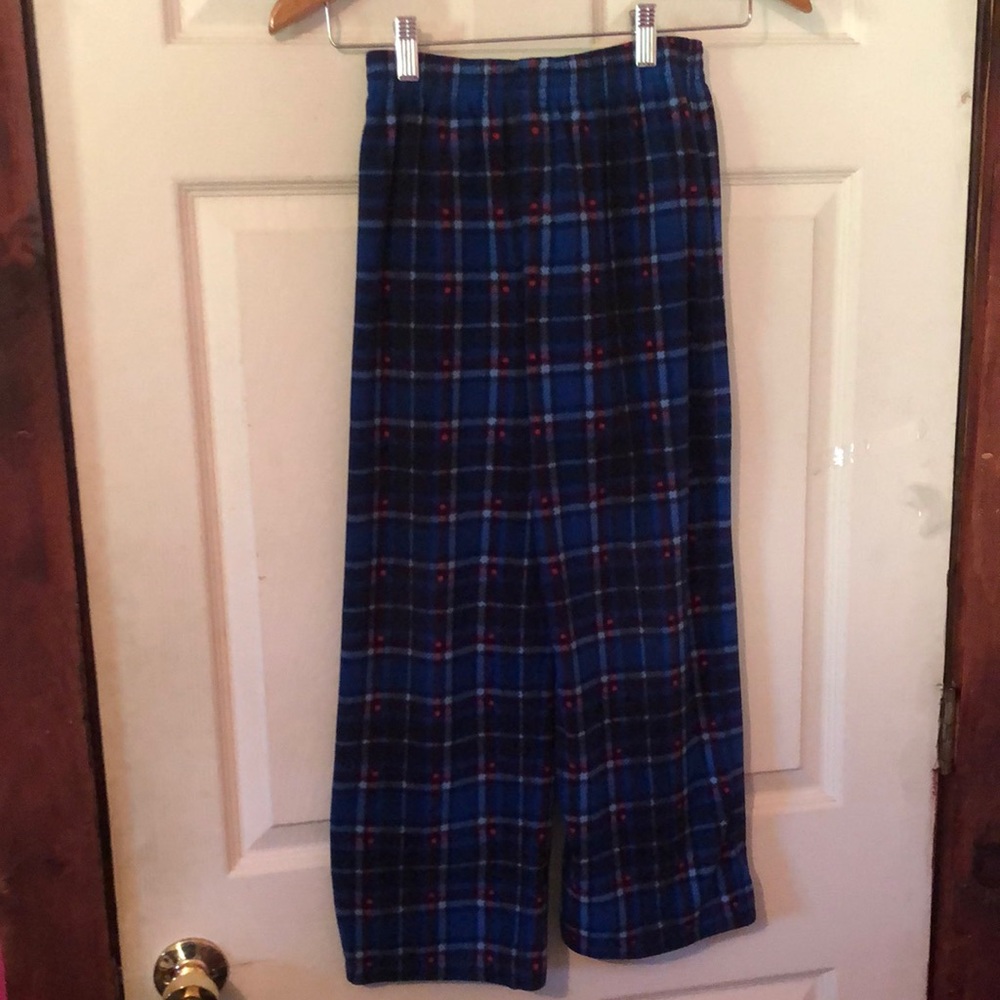 Gap Blue & Red Plaid Fleece Pajama Pants Boys 8 Flame Resistant